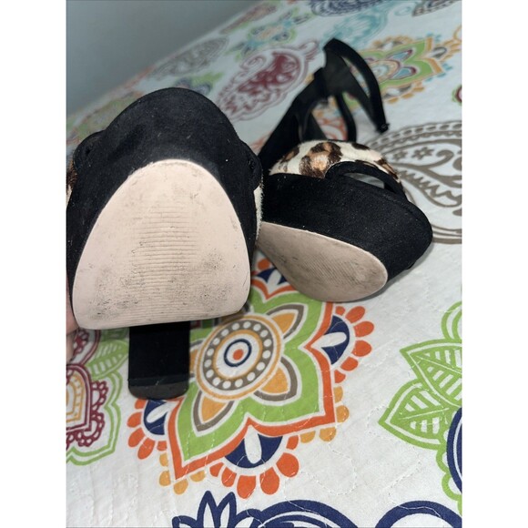 ASOS Platform Heeled Animal Print Sandal Faux Suede Size 5 - Picture 3 of 10